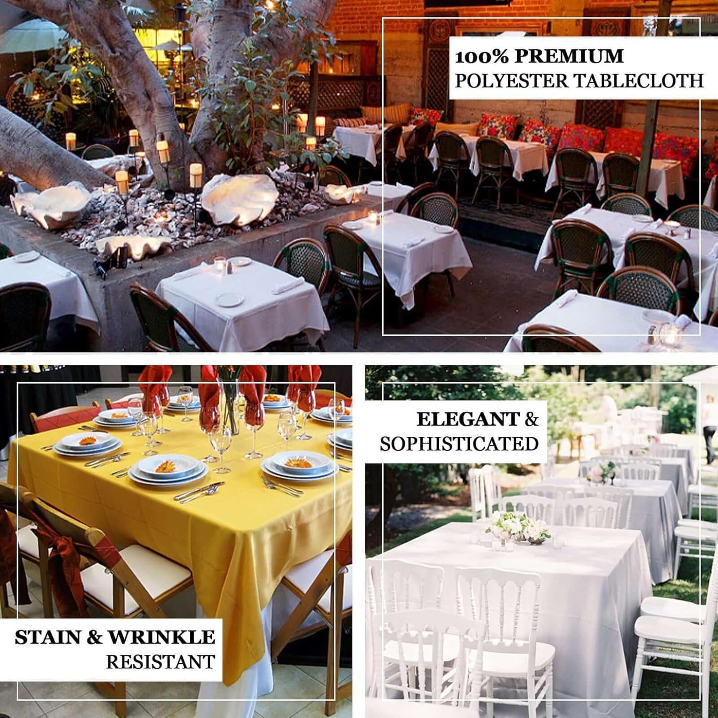 Efavormart 90" Black Wholesale Linens Polyester Square Linen Tablecloth for Kitchen Dining Catering Wedding Birthday Party Events