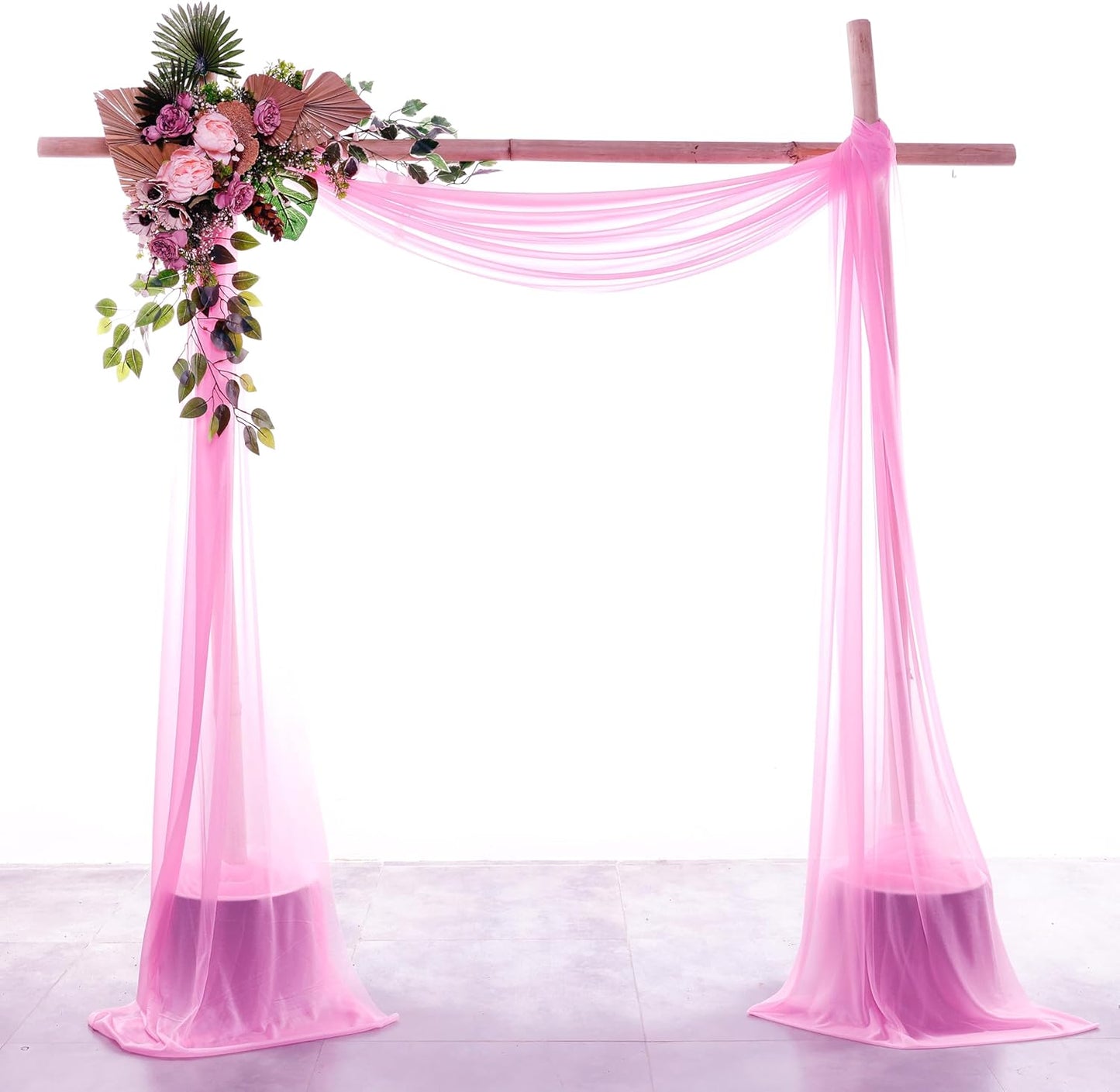 VDS Pack of 1 Panel (30 Inch X 100 Feet) Wedding Arch Draping Fabric Sheer Chiffon Fabric Drapery for Wedding Ceremony Reception Swag Backdrop Canopy Chuppah ARBO Altars Decoration (Bubblegum)