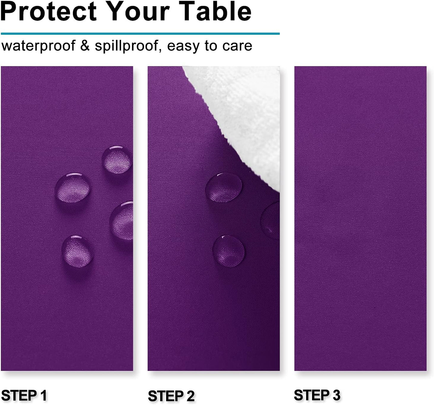 Hiasan Square Tablecloth - Waterproof Washable Polyester Table Cloth for Dining Room Birthday Party Camping, Royal Purple, 30 x 30 Inch