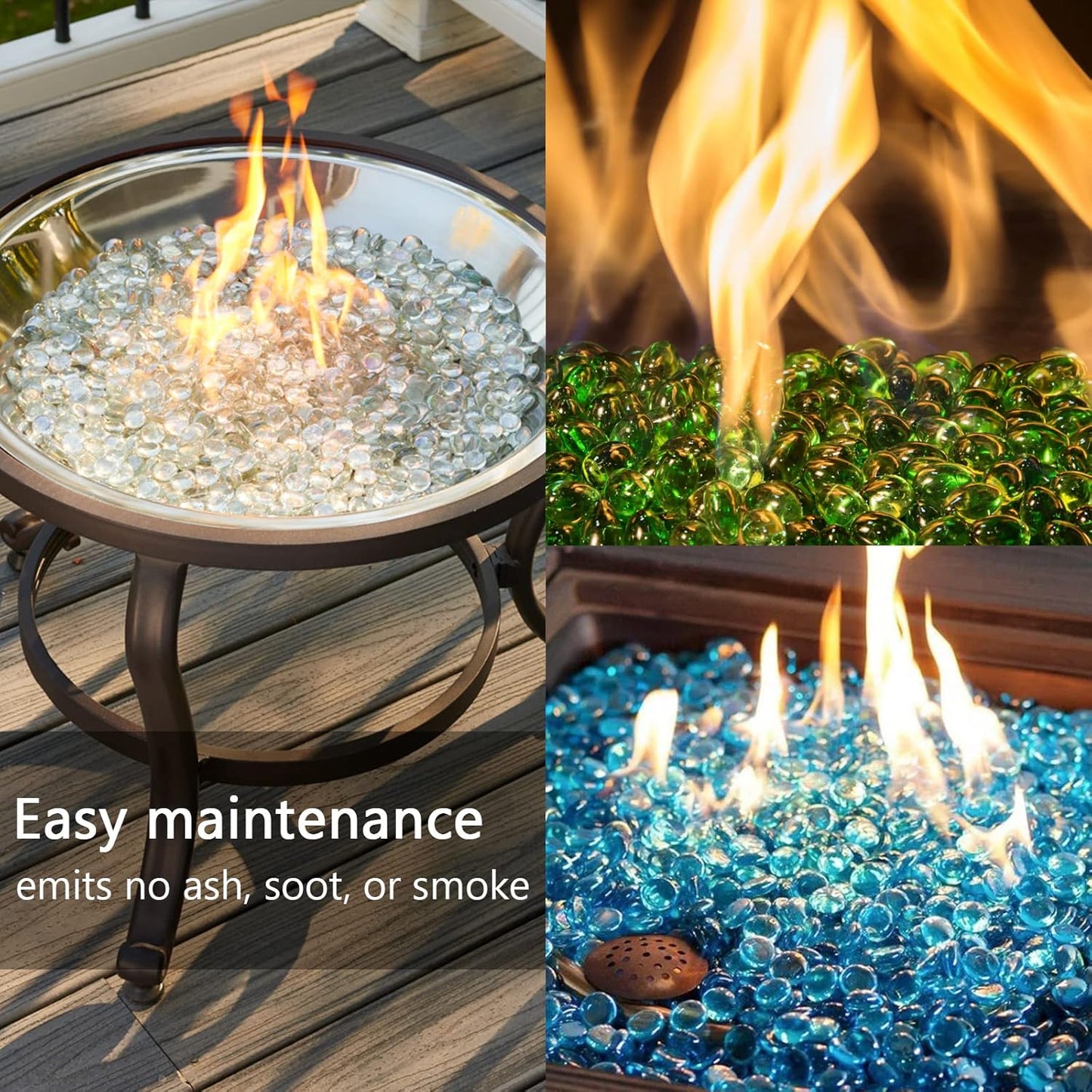 5LB Fire Glass Beads Flat Glass Marbles for Outdoor Fire Pit and Fireplace, Glass Gemstones for Vase Filler, Aquariums, Hydroponics Plants, Home Decor and Christmas DIY Craft, Turquoise