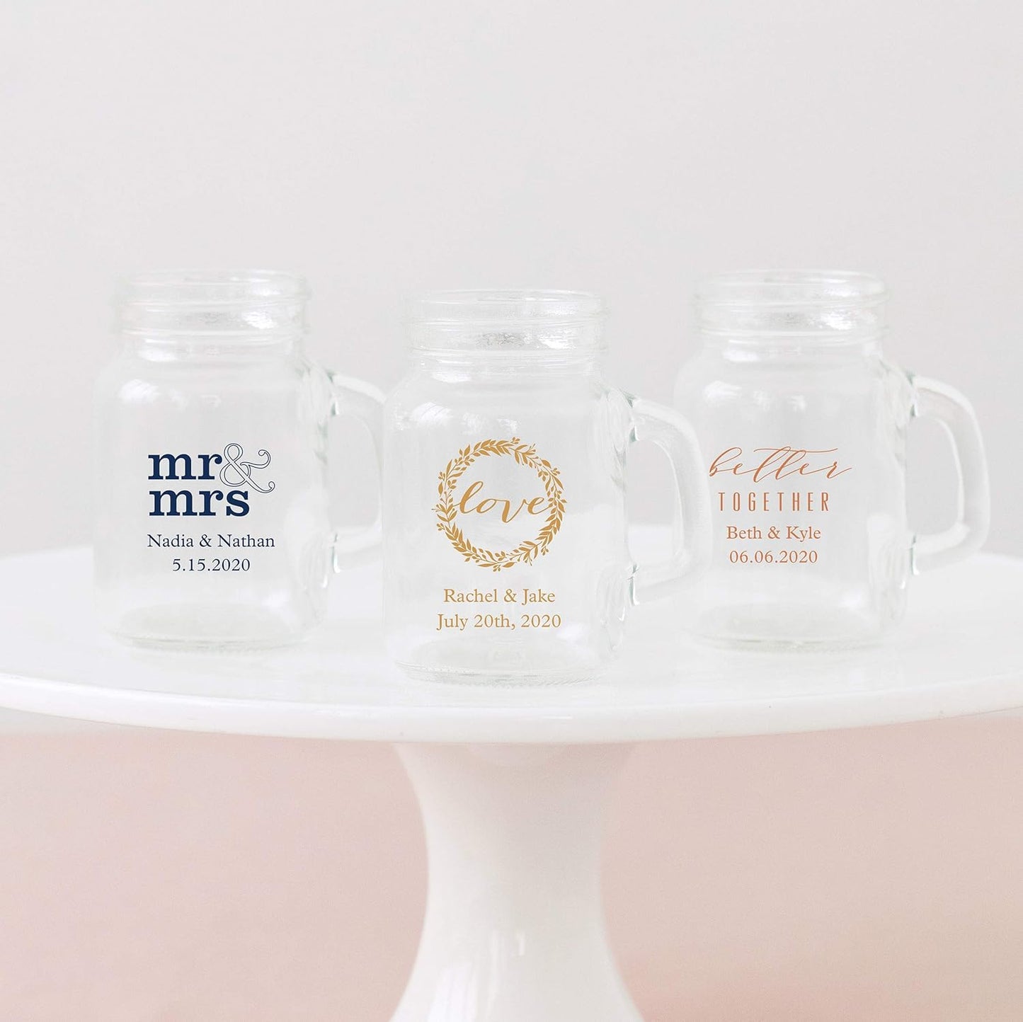WEDDINGSTAR Personalized 4oz Mini Mason Jar Shot Glass Customizable Full Color Print - 60 pack