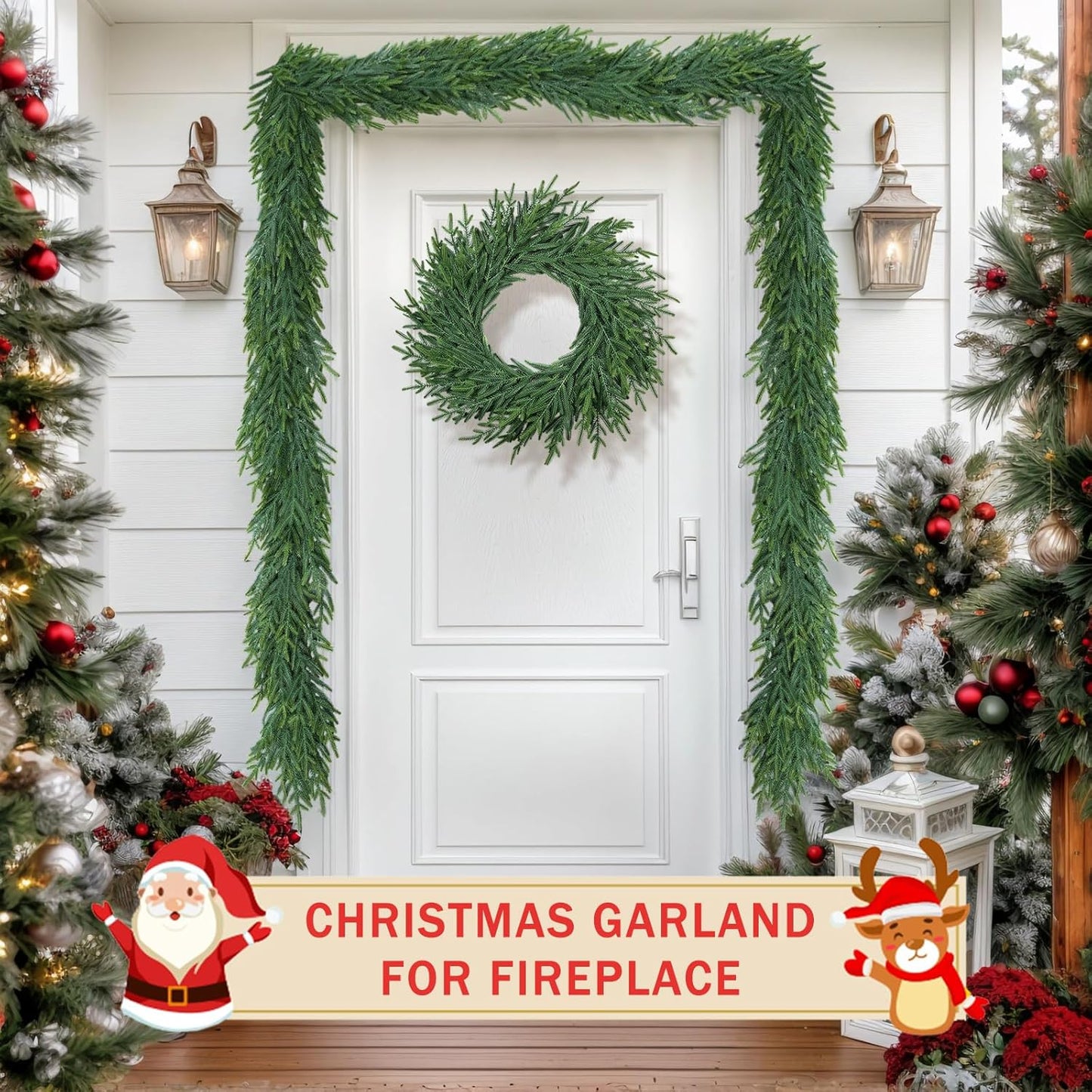 Christmas Cedar Garland for Staircase Real Touch Droopy Bendable Lifelike Faux Xmas Garlands for Decoration Christmas Green Pine Mantle Garland Thanksgiving Table Decorations Outdoor Indoor 6ft