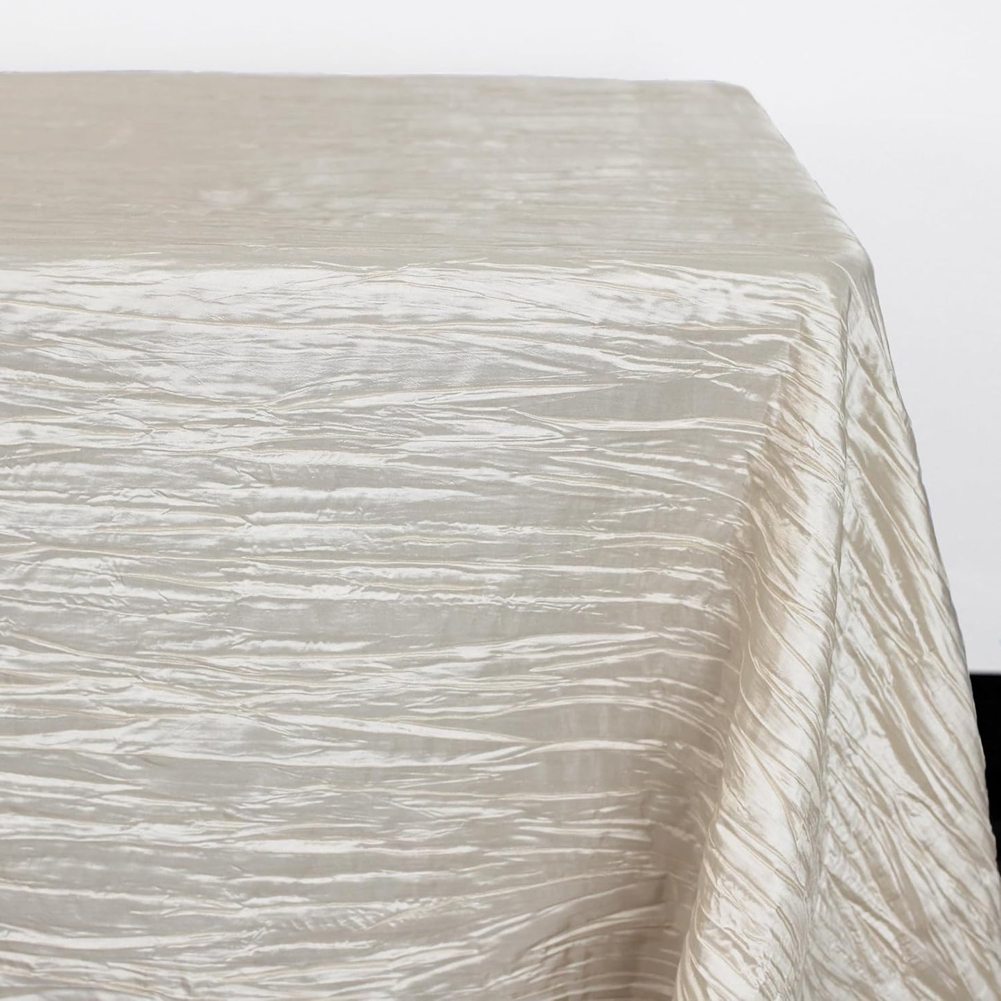 YOUR CHAIR COVERS - 90 x 132 Inch 6 ft Ivory Rectangular Crinkle Taffeta Tablecloth – Elegant Table Linen for Rectangular Tables, Weddings & Events