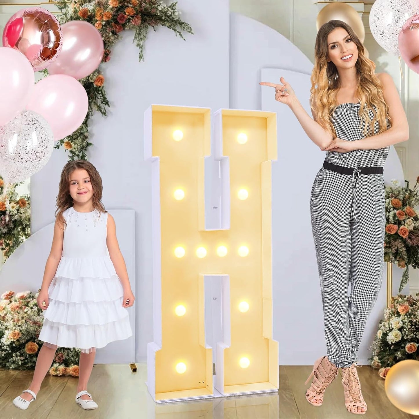4ft Marquee for Letters, Large Light up Letters, Multifunctional 4ft Light up Letters Marquee for Party Decorations, Letter Balloons, Wedding Decor, Proposal Decorations (Letters H)