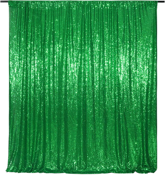 Poise3EHome Green Sequin Backdrop, 6FT x 8FT Green Sequin Photography Backdrop Curtain for St. Patrick's Day Party Decoration