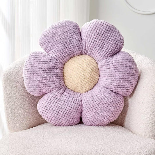 Flower Throw Pillow, Soft Lavender 17.7" Shaped Floor Pillow for Home Decor, Cute Aesthetic Plush Decorative Pillows for Bed, Sofa, Couch