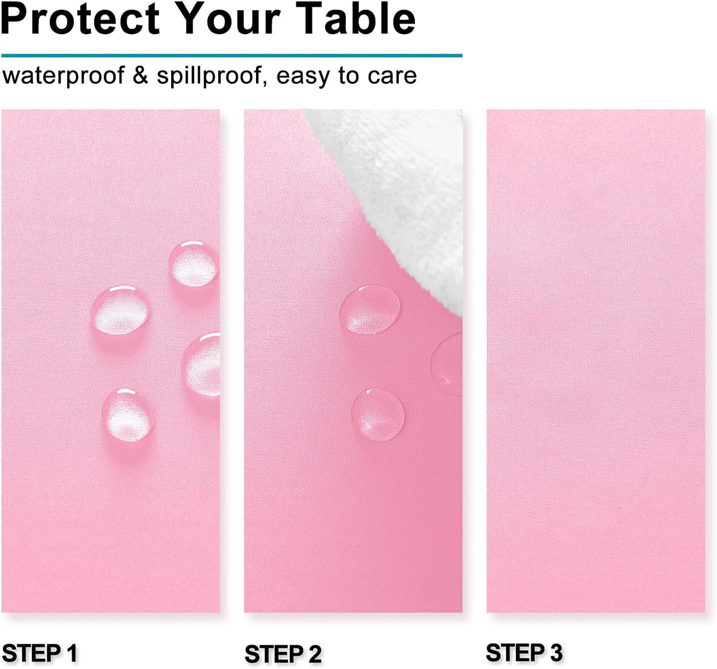 Hiasan Pink Tablecloth for Square Tables - Waterproof and Spillproof Washable Fabric Table Cloth for Dining Room Kitchen Party, 70 x 70 Inch