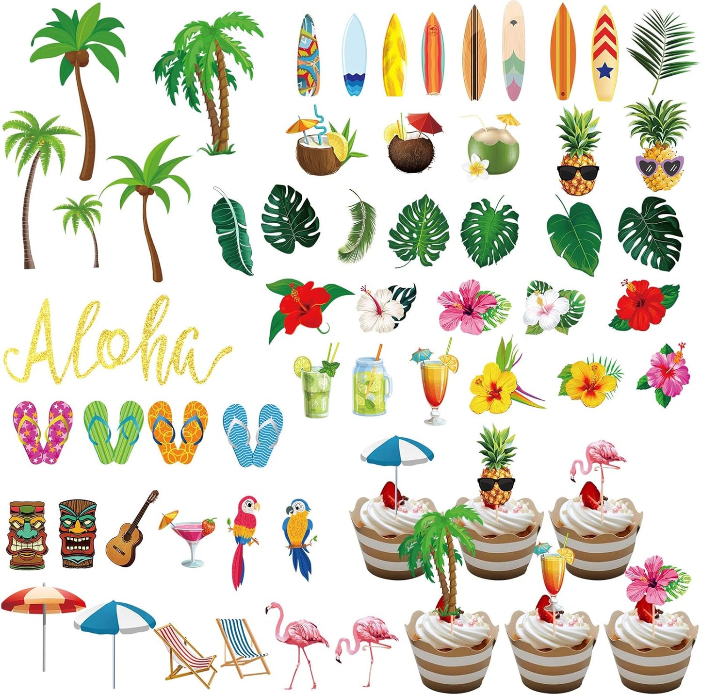 54 Pcs Cupcake Toppers and Cake Decorations for Celebrating Birthday, Anniversary, or Party Supplies