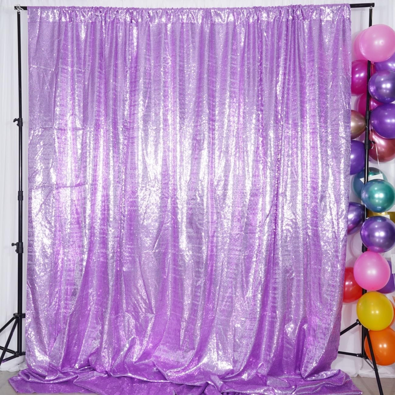 Poise3EHome 10Ft x 10Ft Lavender Sequin Backdrop, Glitter Thick Satin Sequin Background Drapes, Sparkly Opaque Photography Curtain Backdrop for Wedding Party Holiday Festival Decor
