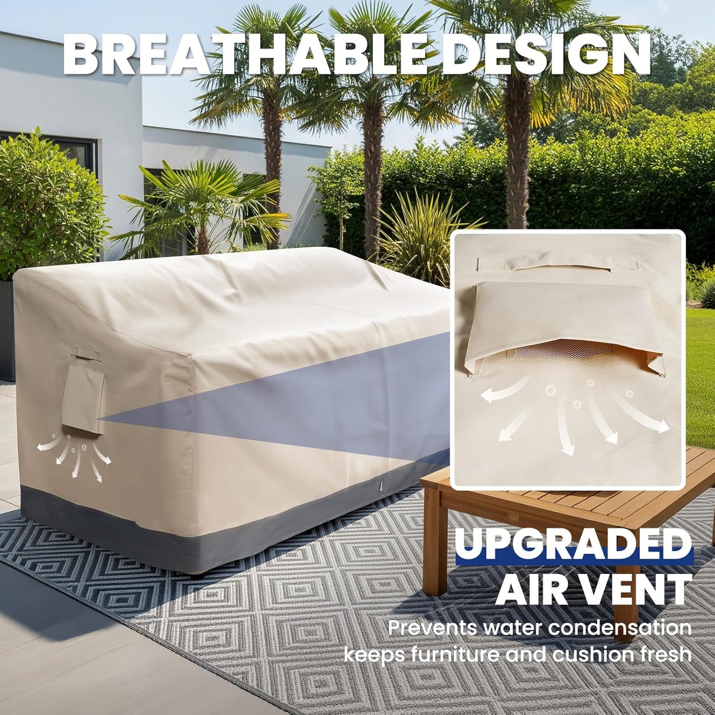 Extra Heavy Duty Outdoor Couch Cover Waterproof Up to 8000pa, Large 3-Seater Patio Sofa Cover, Lawn Patio Furniture Covers with Air Vent, 79" W x 37" D x 35"H