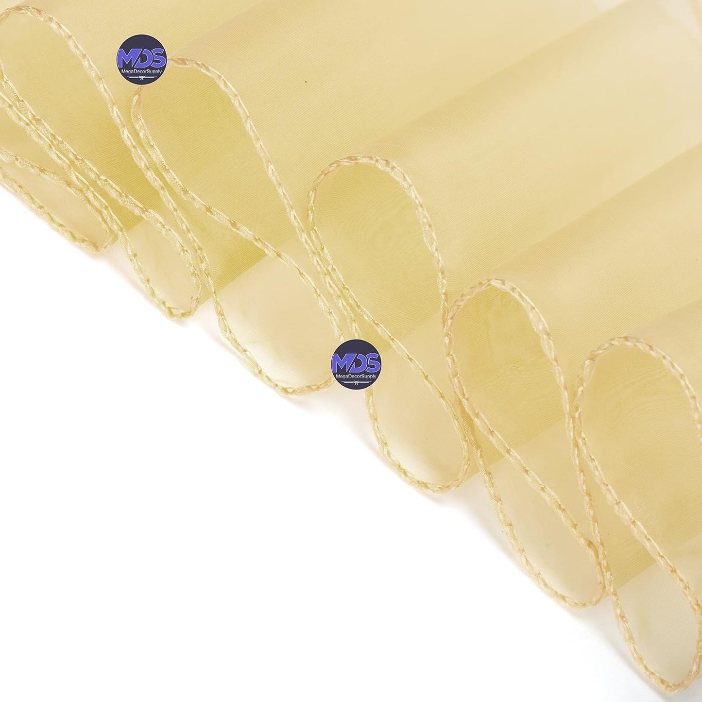 MDS Pack of 25 PCS Organza Chair Sashes Wider Dining Chair Bows Ribbon Tie Back for Wedding Party Birthday Bridal Shower Reception Event Banquet Home Chair Cover Decoration - Beige