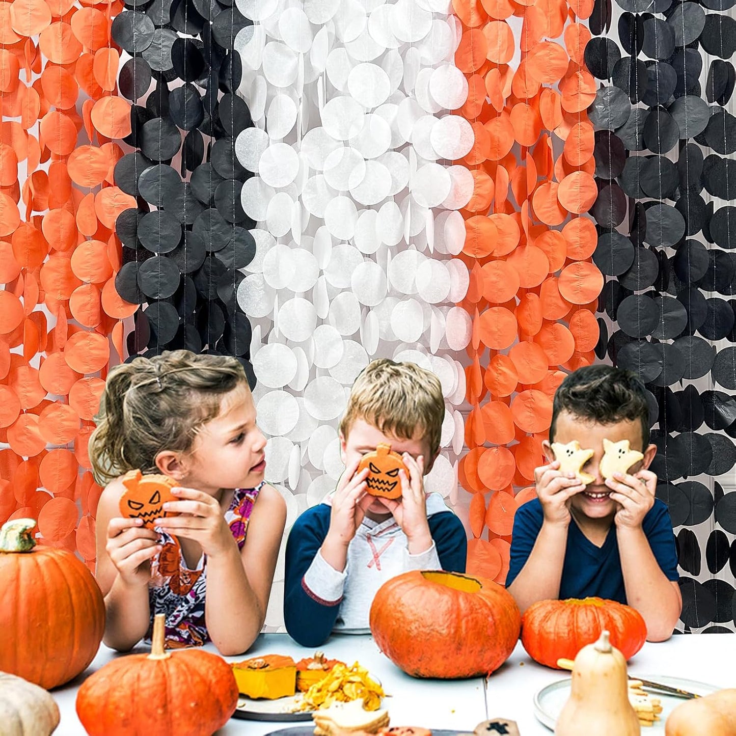 192 Ft Orange Black White Party Decorations Polka Dots Garland Streamer Backdrop for Halloween Fall Autumn Graduation Birthday Baby Shower Wedding Engagement Bachelorette Bridal Shower Party Supplies