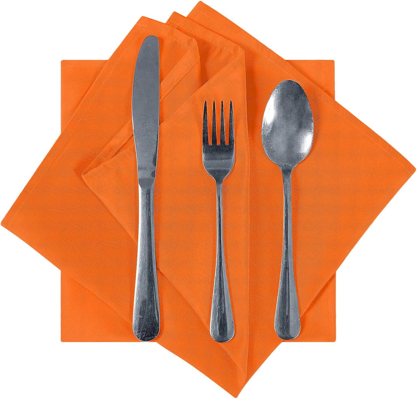 Cupuamon Cloth Napkins 17x17 inch Washable Polyester Dinner Napkins Soft Table Napkins for Wedding Party Dining Banquet(Orange,12PCS)