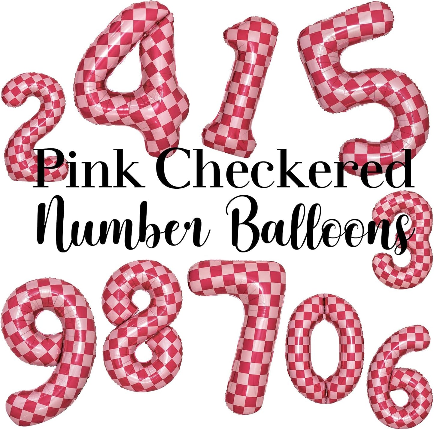 40 Inch Pink Checkered 5 Balloon Large Hot Pink Number Balloons for Girls 5th Birthday Decorations Pink Number 5 Balloon