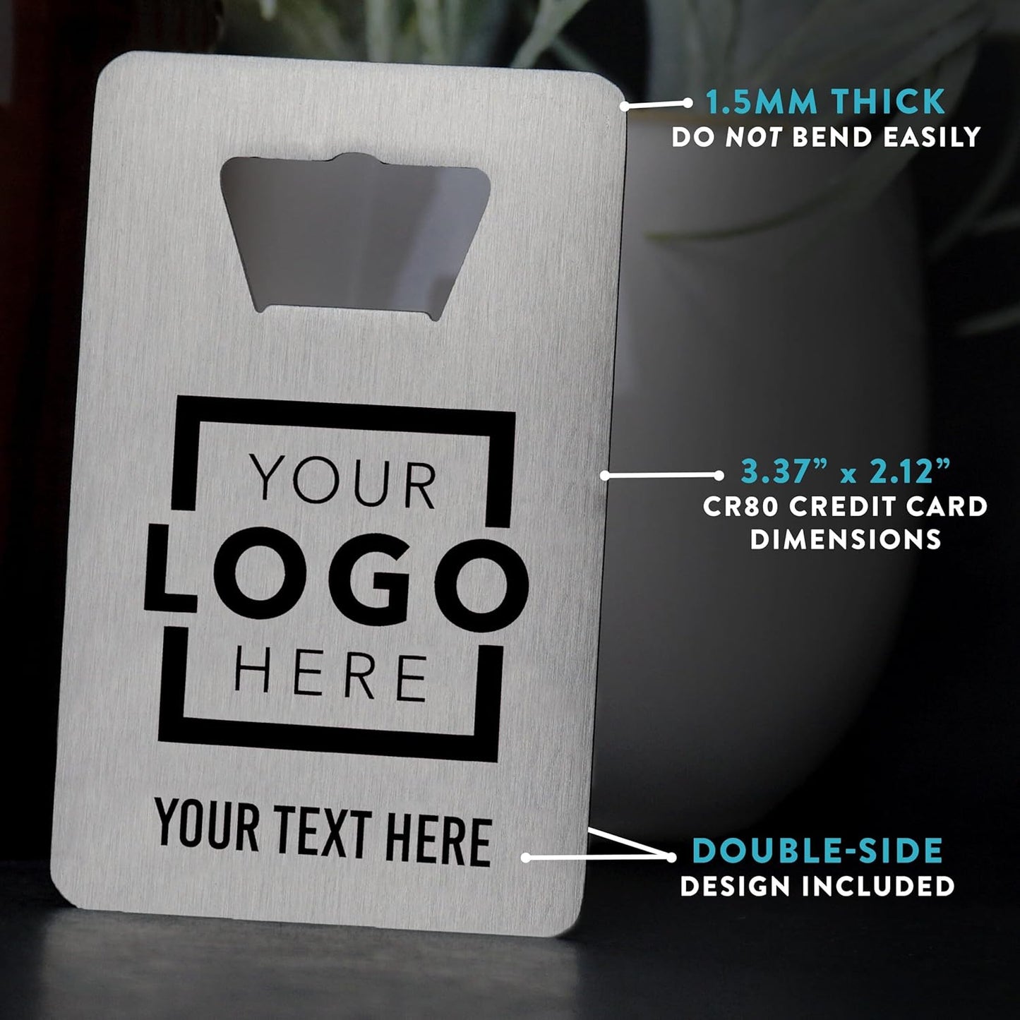 Custom Metal Bottle Opener Business Cards (Stainless Steel, 75 pcs) - 2 Business Days Personalized Stainless Steel Bottle Opener With Your Logo Printed 1.5mm Thick