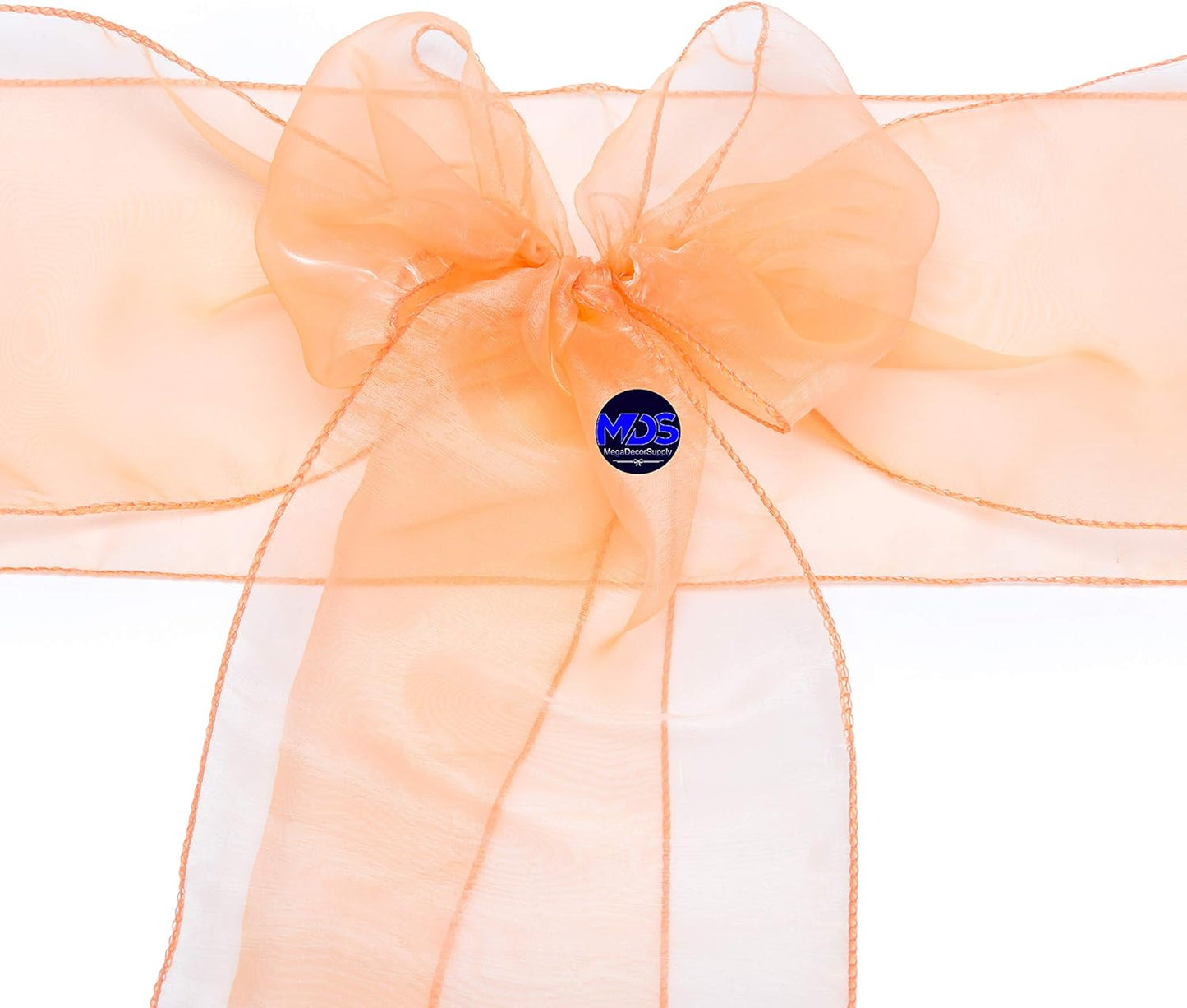 MDS Pack of 125 PCS Organza Chair Sashes Wider Dining Chair Bows Ribbon Tie Back for Wedding Party Birthday Bridal Shower Reception Event Banquet Home Chair Cover Decoration - Peach
