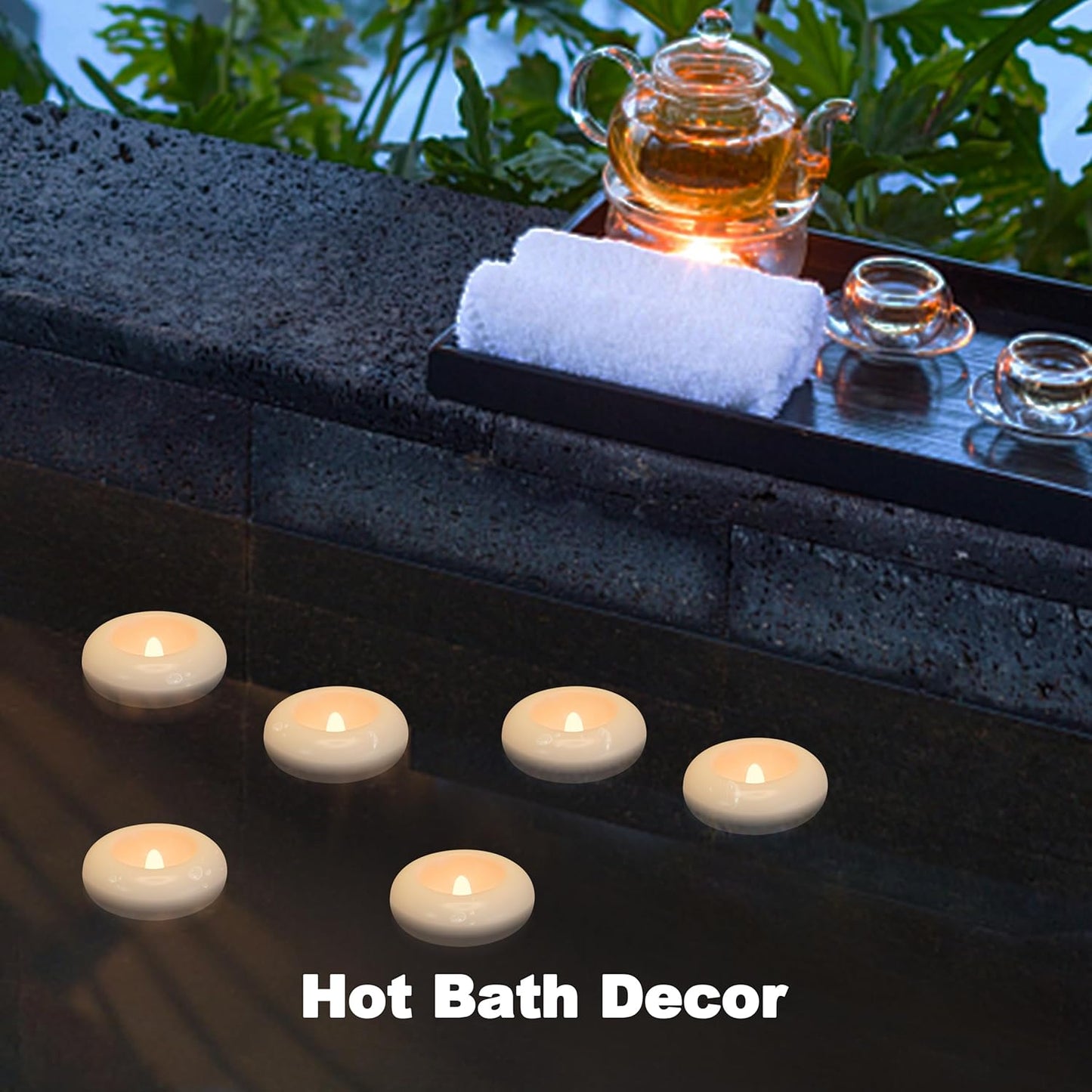 Aignis 48pcs Flameless LED Floating Candles, 120+ Hours Glow Time, 3 Inch Plastic Battery Operated Tealights, Cozy Warm White Light for Romantic Pool/Bathtub/Hot Bath/Wedding Centerpiece Decor
