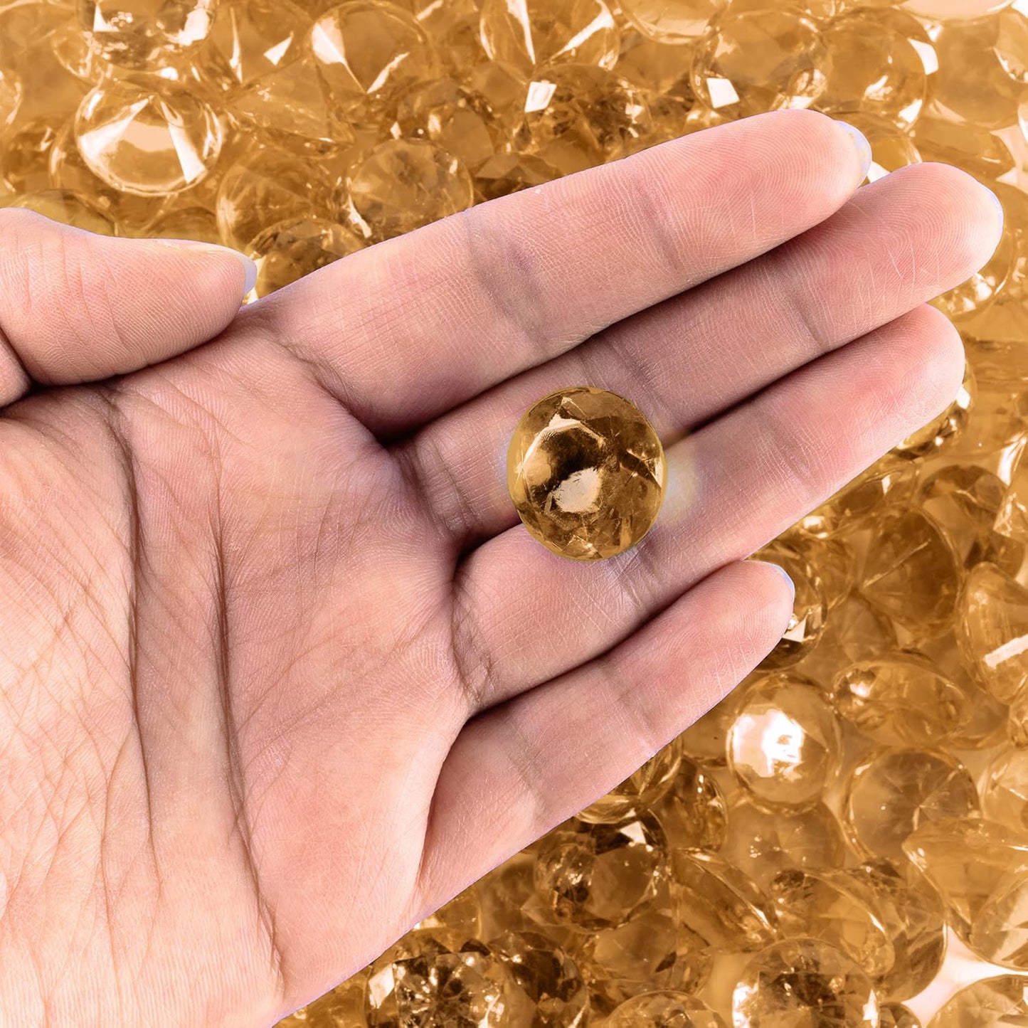 Super Z Outlet Acrylic Color Faux Round Diamond Crystals Treasure Gems for Table Scatters, Vase Fillers, Event, Wedding, Birthday Decoration Favor, Arts & Crafts (1 Pound, 240 Pieces) (Brown)
