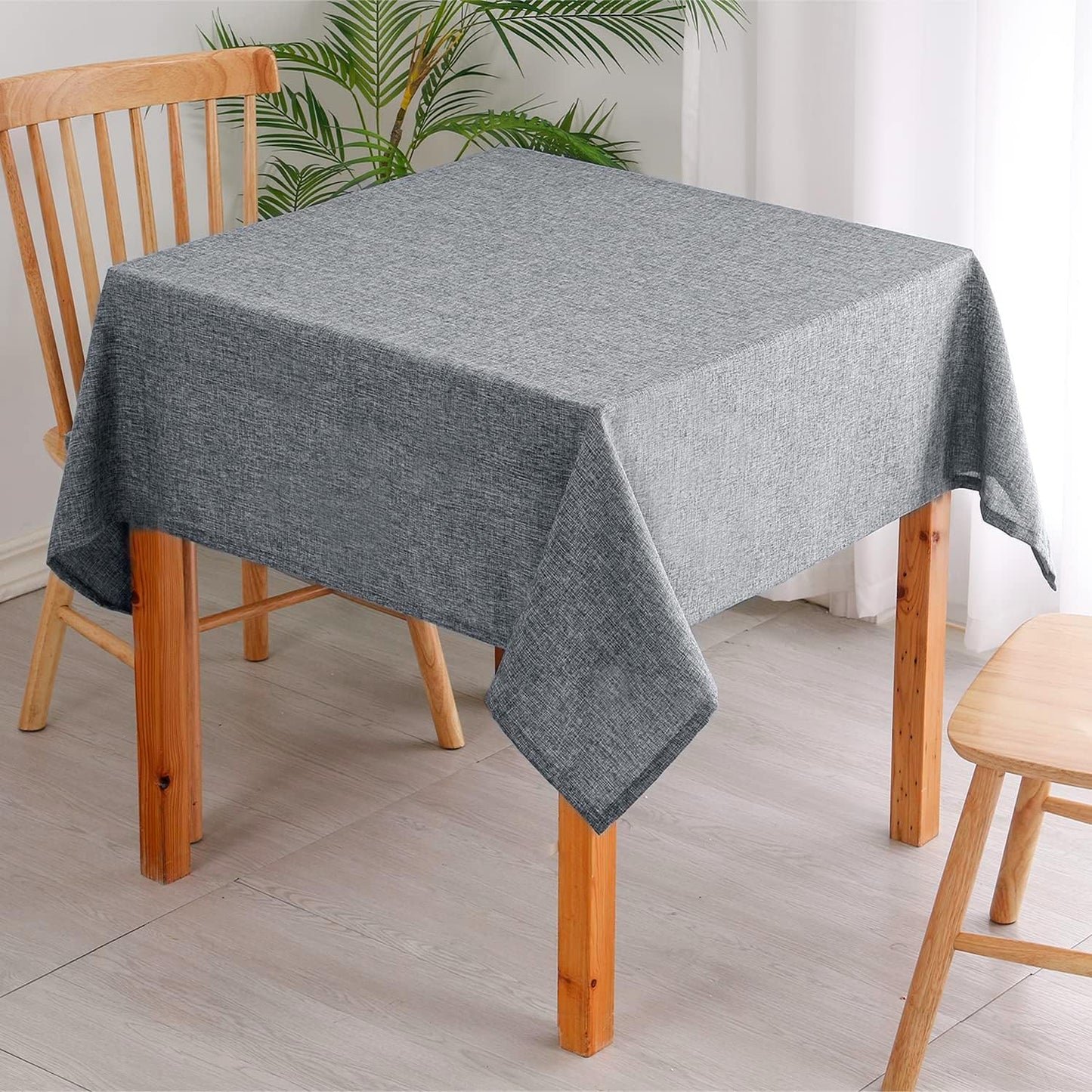 Hiasan Faux Linen Rectangle Tablecloth - Wrinkle and Stain Resistant Washable Table Cloth for Kitchen Dining Room Holiday Table Cover for Party Dinner, Grey, 60 x 84 Inch