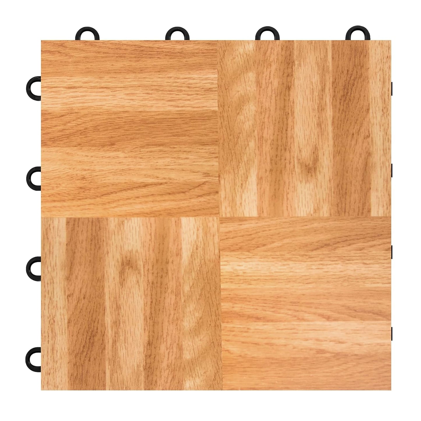 IncStores 3/8" Thick Snap Together Dance Flooring Tiles | 12”x12” Printed Vinyl Dance Floor Tiles for Practice & Performance | Oak | 1 Tile Pack