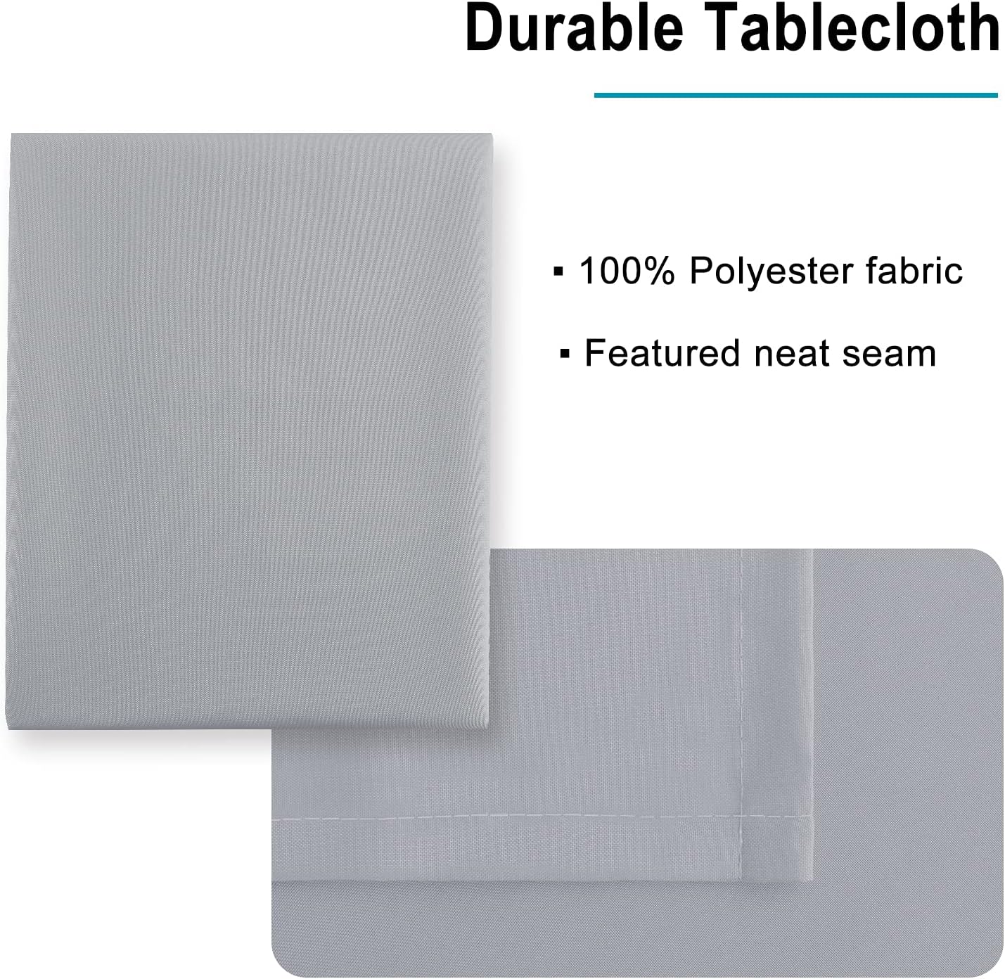 Hiasan Tablecloth for Rectangle Tables - 70 x 140 inch - Waterproof, Spillproof & Wrinkle Resistant Washable Polyester Table Cloth for Dining/Party/Outdoor Picnic, Silver Grey