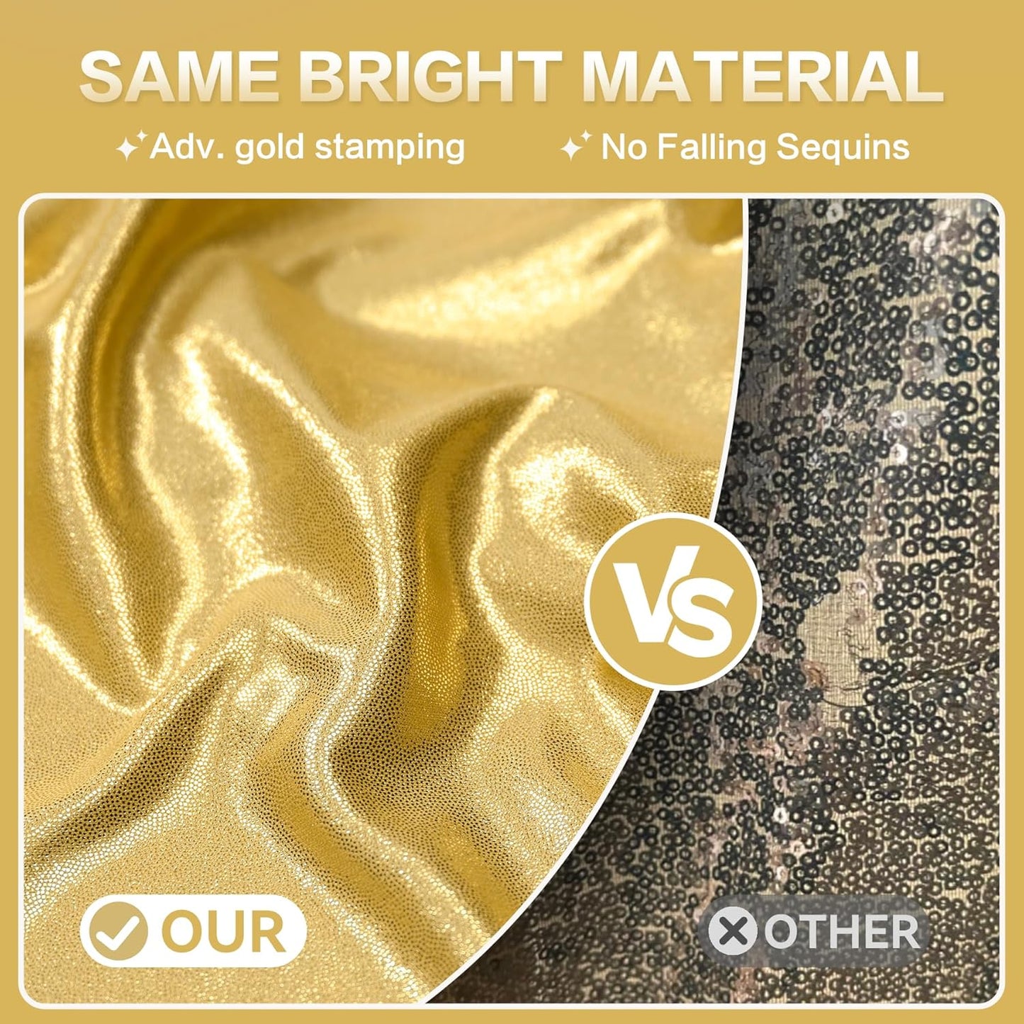gogoparti 30x10FT Gold Sequin Backdrop Curtain - 6 Panels of 5x10FT Wrinkle-Free Glitter Drapes for Photography, Birthdays, Weddings & Graduations