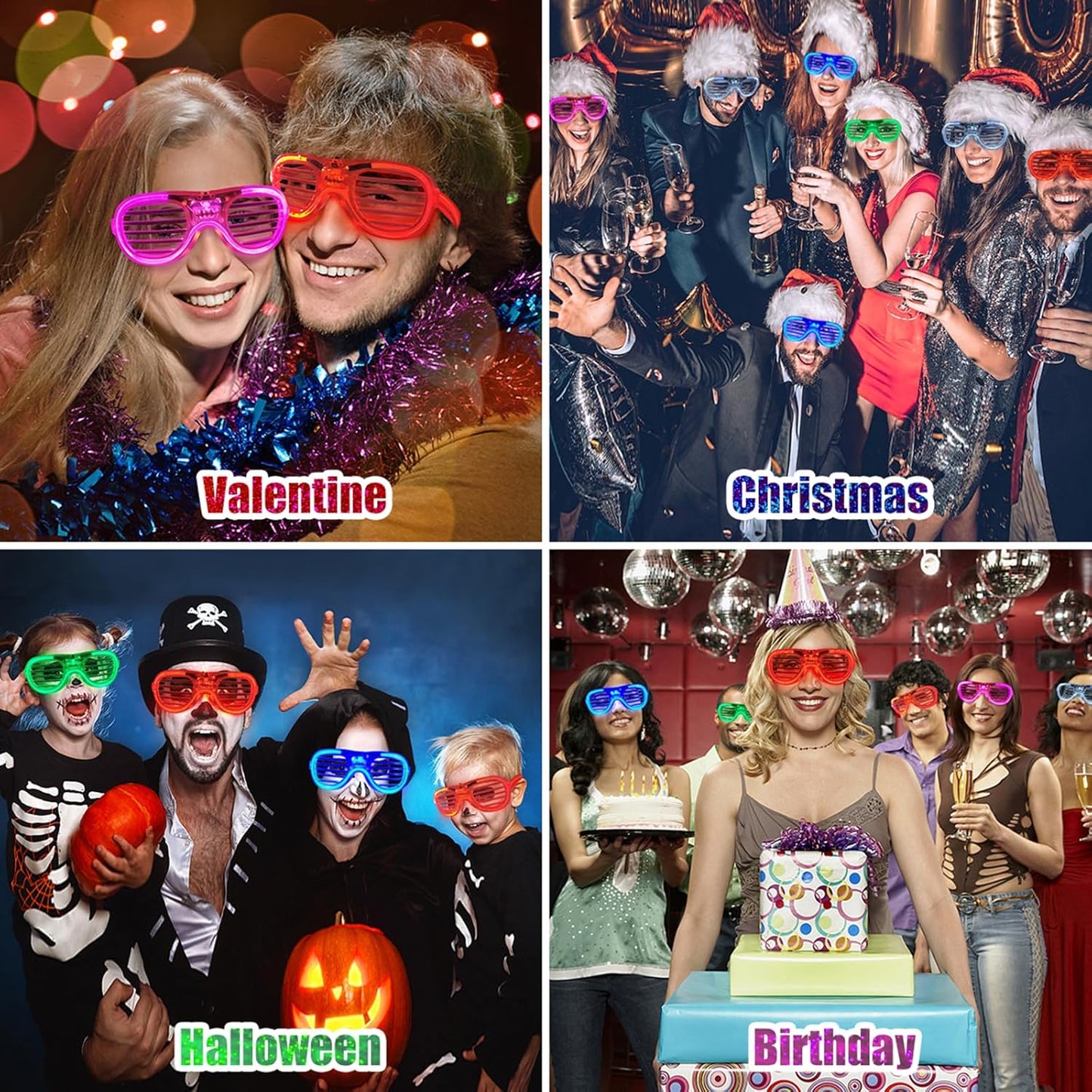 70 Packs LED Glasses 5 Neon Colors glow in the dark party supplies Favor for Kids Adult Glow sticks Light Up Glasses fit Holiday Birthday Valentine's Day and Halloween Party Supplies Cosplay Christmas