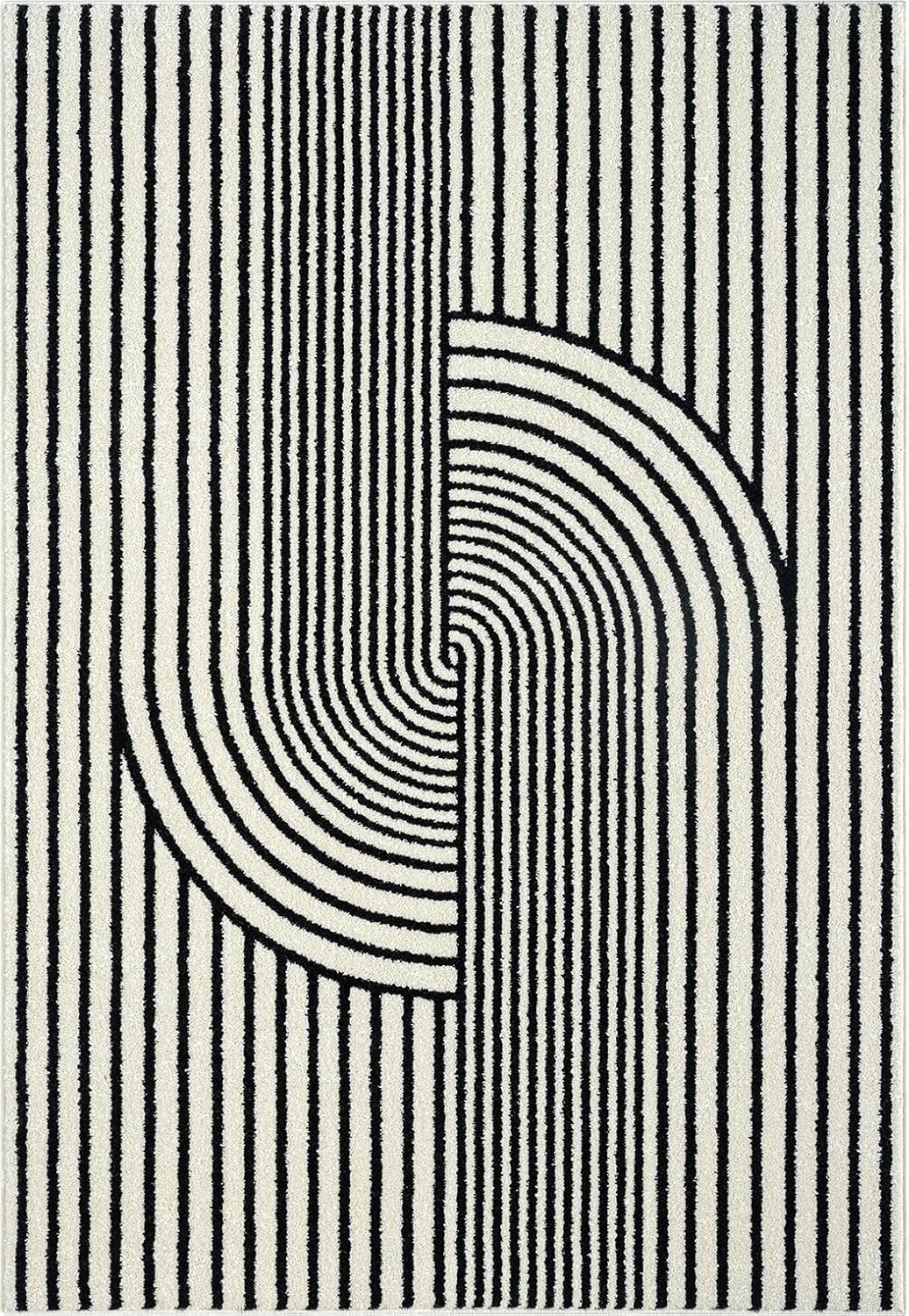 Abani Nuevo Collection Area Rug - Mid-Century Black and White Arch Knot Design - 2'6" x 6' - for Living Room, Bedroom & Office