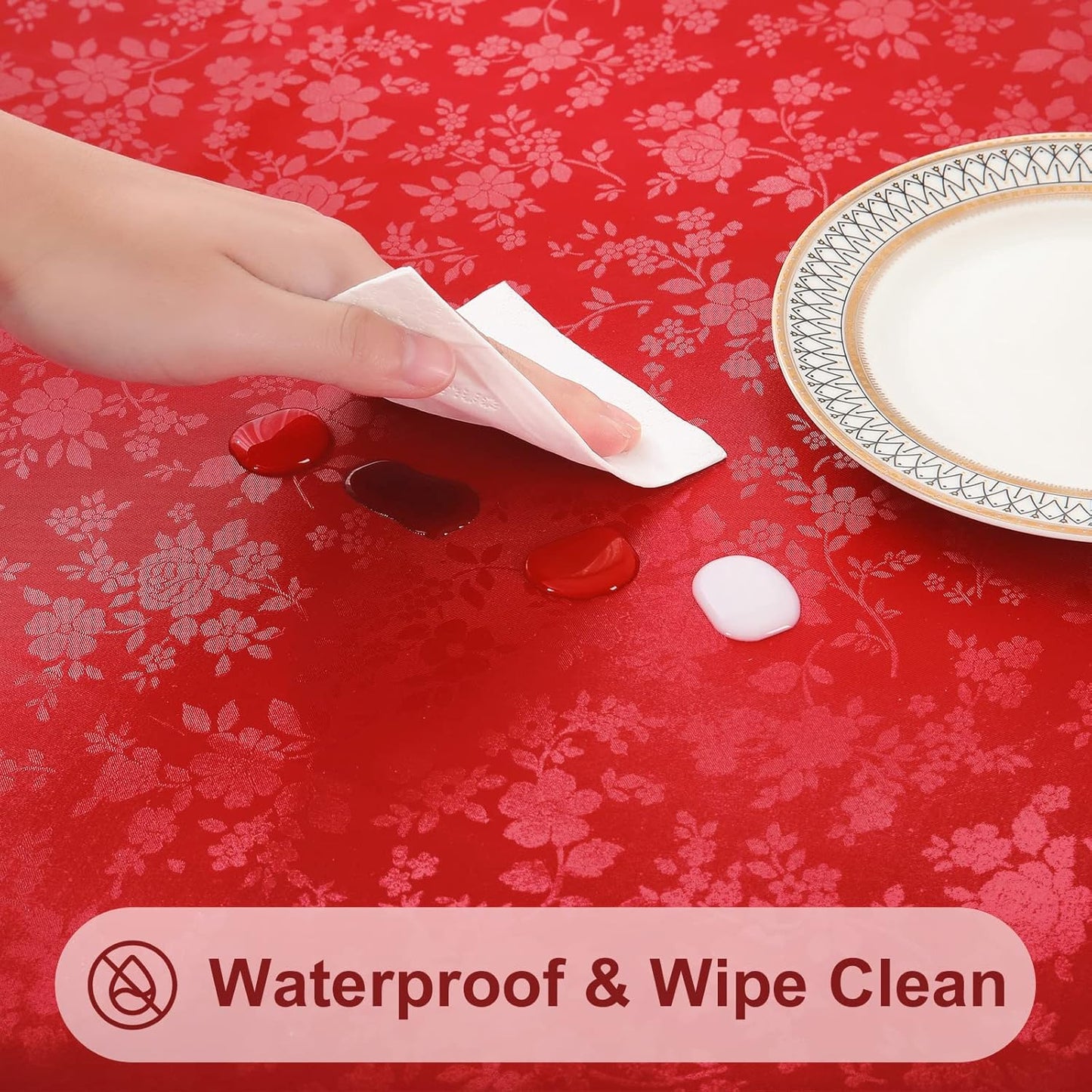 Smiry Rectangle Table Cloth, Waterproof Heavy Duty Vinyl Tablecloths, Wipeable Washable Table Cover for Kitchen and Dining Room (Red, 54" X 120")