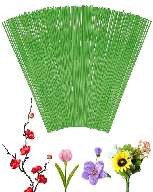 100 PCS FIVEIZERO 18 Gauge LightGreen Floral Wire Stems for Artificial Flower Making,Florist Wire,Flower Wires for Crafts,Alambre para Flores for Wreaths, Flower Arrangements and DIY Projects