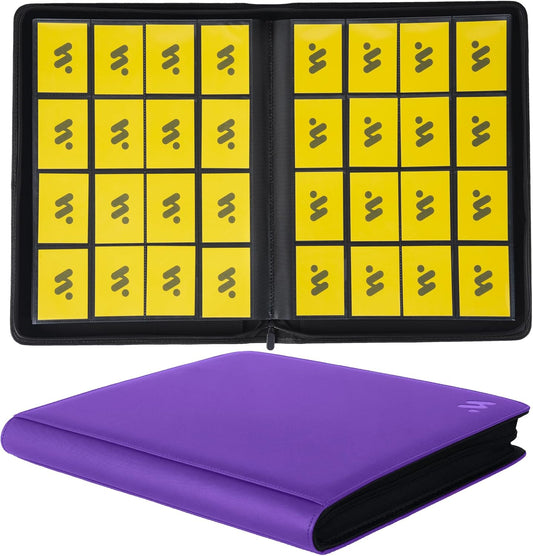 Premium 1000+ Pockets Card Binder,16 Pockets Trading Card Binder Ringless Side Loading Trading Card Album Folder for TCG - Dark Purple