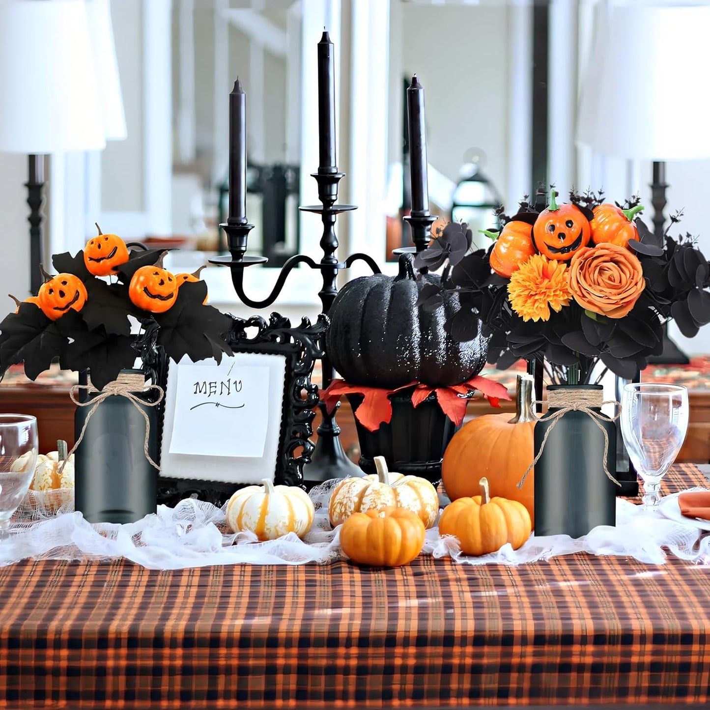 Vintage Glass Flower Vase，12 Pack Farmhouse Black Glass Centerpiece Vases Mason Jars for Halloween Weddings, Parties & Home Decor Bulk (12, Black)