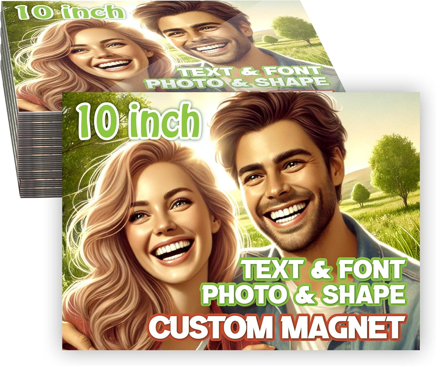 KETABAO – 10" Personalized Car and Refrigerator Rectangle Photo Magnets - Create Customized Photo Magnets for The Office and Kitchen