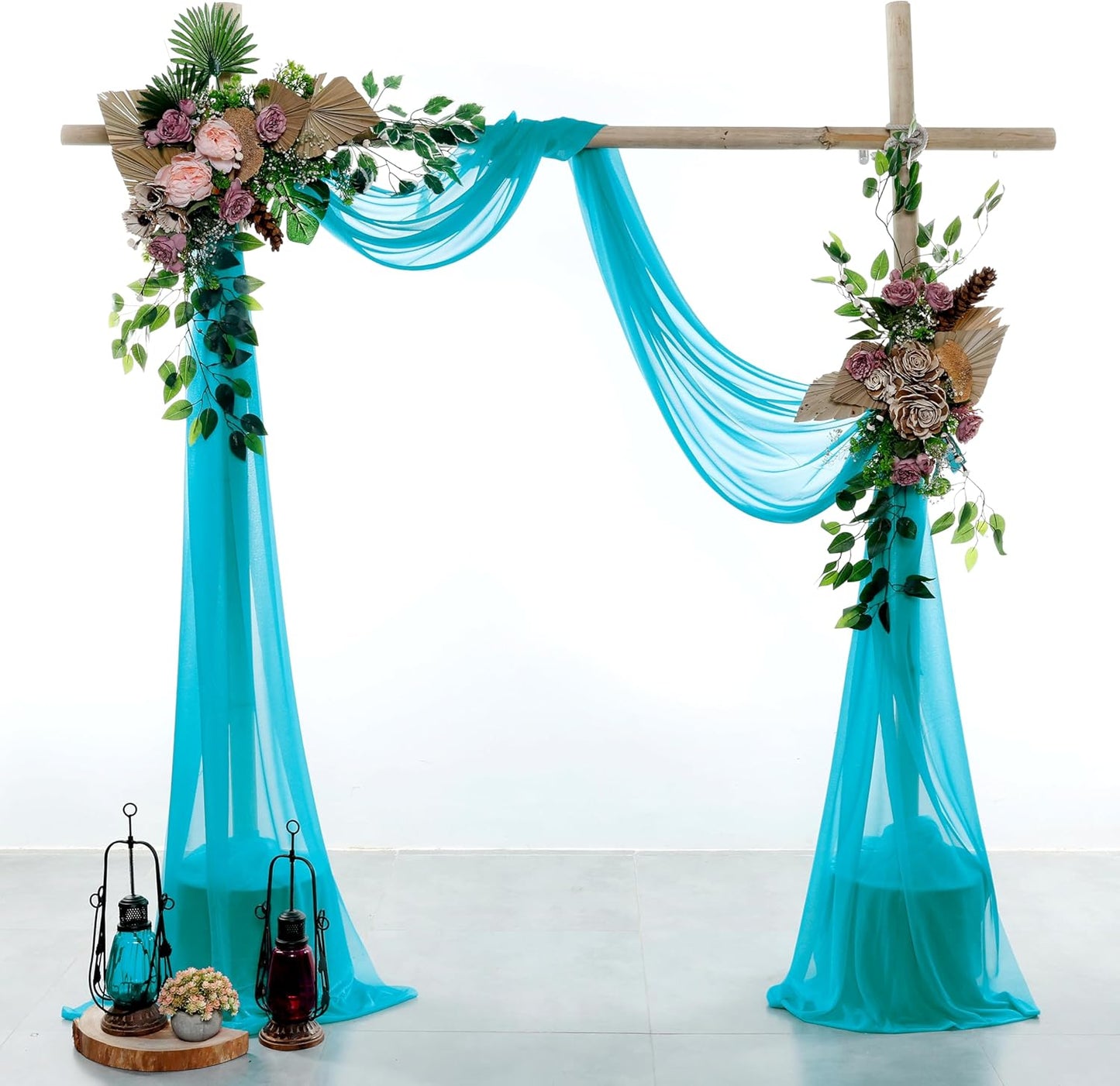 VDS Pack of 1 Panel (30 Inch X 30 Feet) Wedding Arch Draping Fabric Sheer Chiffon Fabric Drapery for Wedding Ceremony Reception Swag Backdrop Canopy Chuppah ARBO Altars Decoration (Peacock Blue)