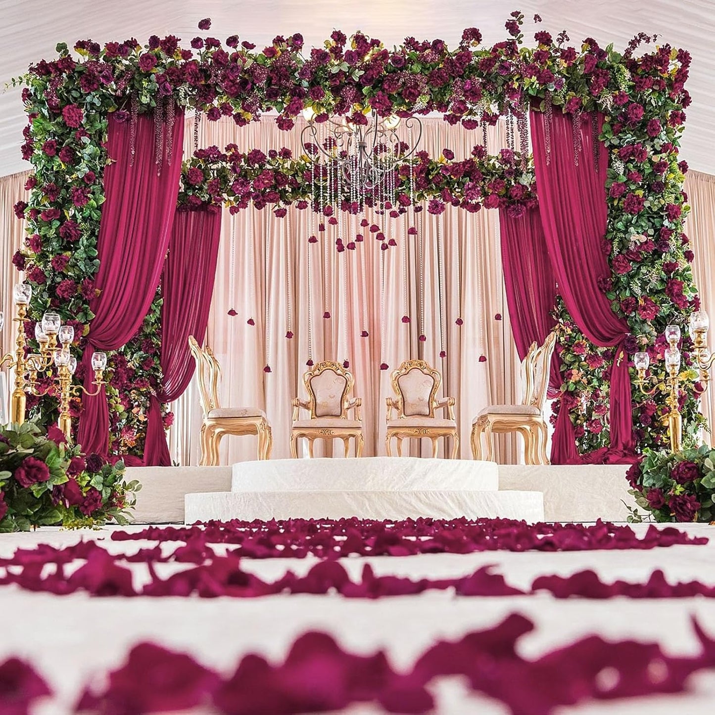 10ft x 10ft Burgundy Backdrop Curtains for Parties, Fabric Satin Background Curtain with Rod Pockets for Weddings, Birthday, Baby Shower, Photography, Graduation Party Backdrop Drapes, 2 Panels