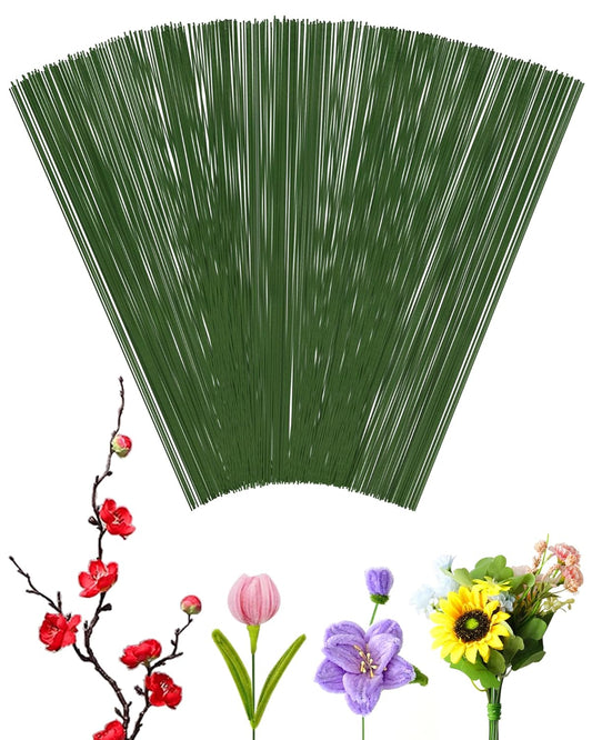 100 PCS 18 Gauge Green Floral Wire Stems for Artificial Flower Making,Flexible Paddle Wires for Crafts Christmas Wreaths Tree,Garland and Floral Arrangements,Florist Wire,Flower Wires for Crafts