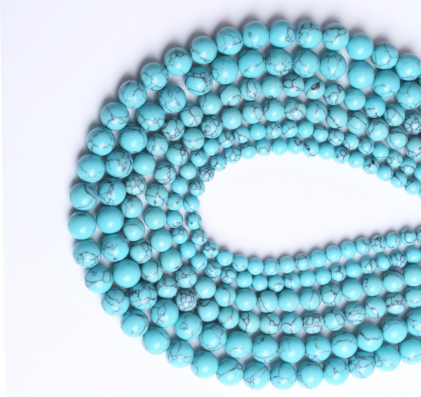 Lake Blue Turquoise Stone Beads Gemstone Round Crystal Energy Jade Beads Stone Beads for Jewelry Making DIY Bracelet Necklace Jewelry Making 1 Strand 15.5inch 35PCS 10MM