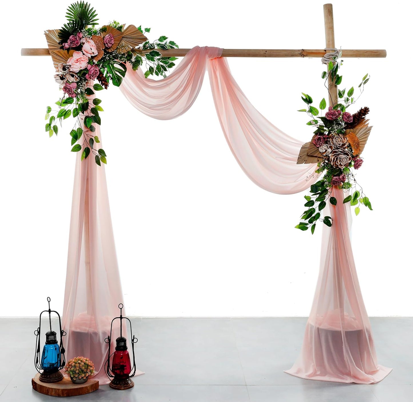 VDS Pack of 1 Panel (30 Inch X 50 Feet) Wedding Arch Draping Fabric Sheer Chiffon Fabric Drapery for Wedding Ceremony Reception Swag Backdrop Canopy Chuppah ARBO Altars Decoration (Dusty Rose)
