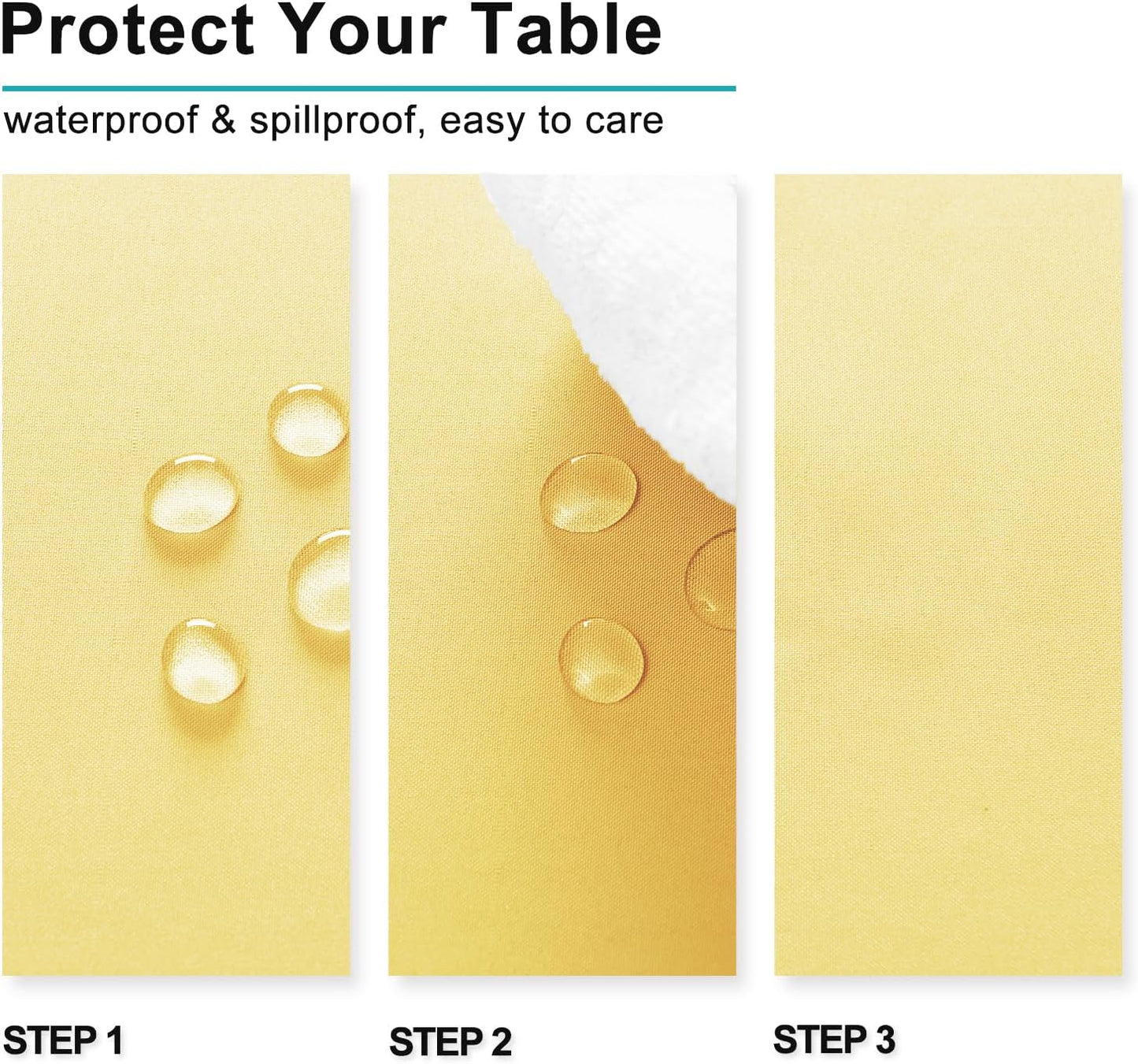 Hiasan Rectangle Tablecloth - Waterproof Washable Fabric Table Cloth for Dining & Party,54 x 120 Length, Light Yellow