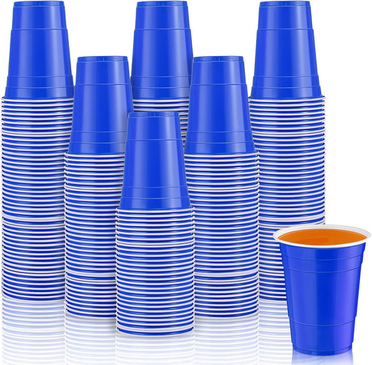 100 Pack 16 Ounce Halloween Plastic Party Cups Disposable Heavy Duty Drinking Water Cups for Holiday Christmas Festival Wedding New Year Party Supplies(Blue)