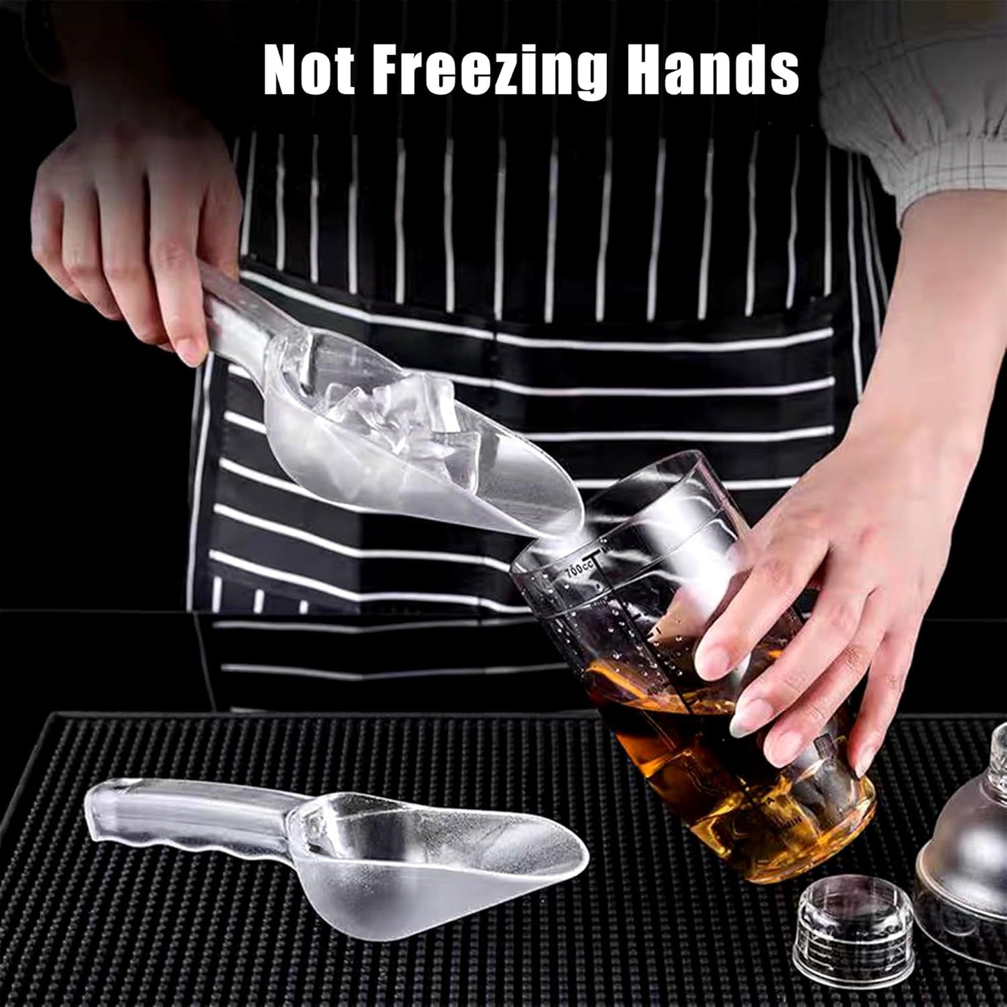 3PCS Clear Plastic Ice Scoop, 6 ounces Alec Ice Scoops, Kitchen Scoop for Ice Bucket Ice, Popcorn, Coffee Beans, Flour (6 oz.)