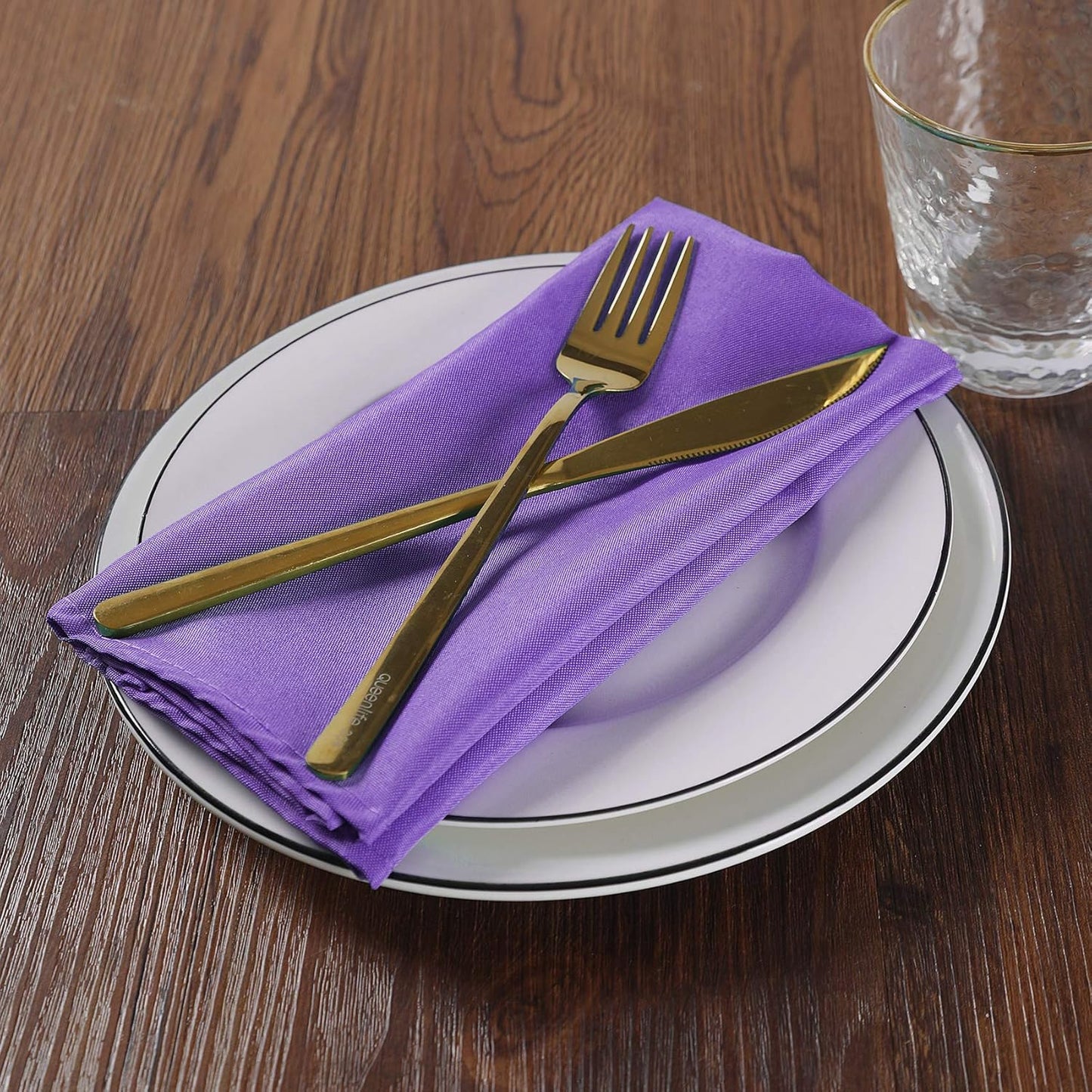 Cloth Napkins 17x17 inch Washable Polyester Dinner Napkins Soft Table Napkins for Wedding Party Dining Banquet(Purple,50PCS)