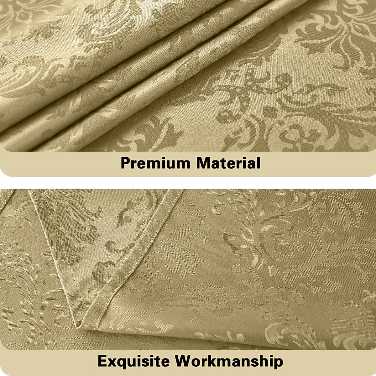 SASTYBALE Jacquard Tablecloth Rectangle 60 x 120 Inch, Spill Proof Dust Resistant Damask Table Cloth, Soft Polyester Table Cover for Dining, Party, Indoor, Outdoor, Gold