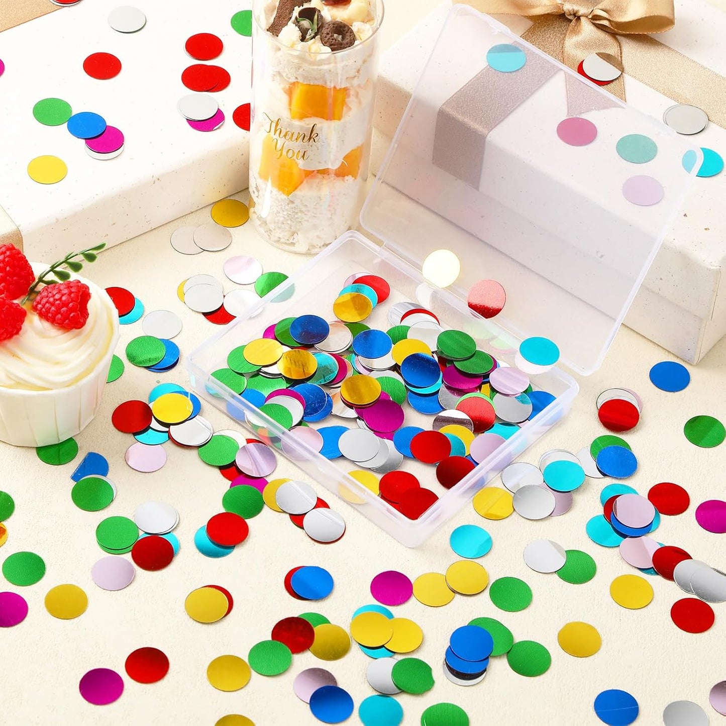 MARFOREVER Multicolor Foil Confetti, Glitter Round Confetti Rainbow Circle Dots Birthday Table Scatter Sequin Sprinkles for Party Wedding Bachelorette Baby Shower Festival Supplies