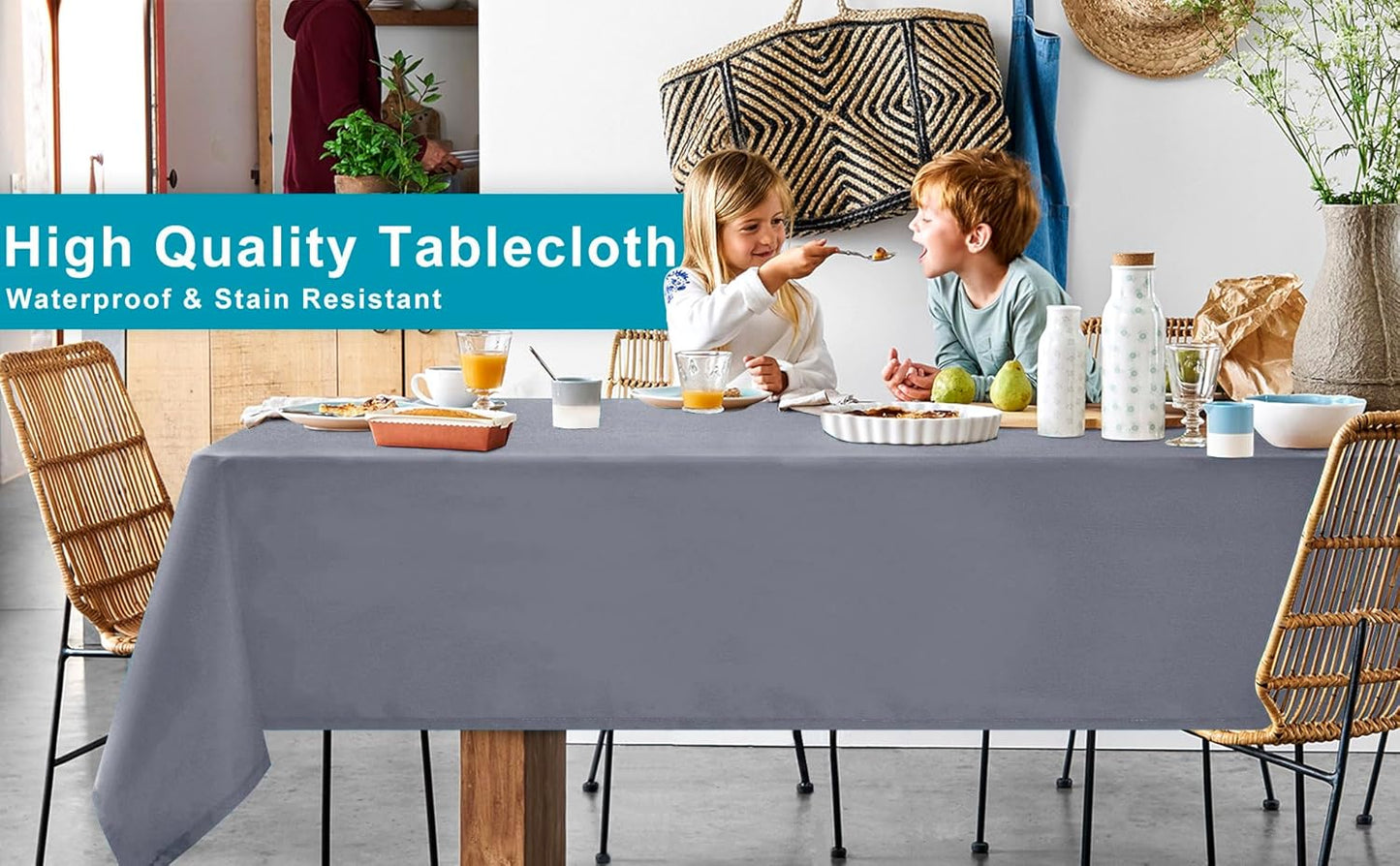 Hiasan Light Gray Rectangle Tablecloth - Waterproof Spillproof and Wrinkle Resistant Washable Polyester Table Cloth for Dining Party, 54 x 80 inch