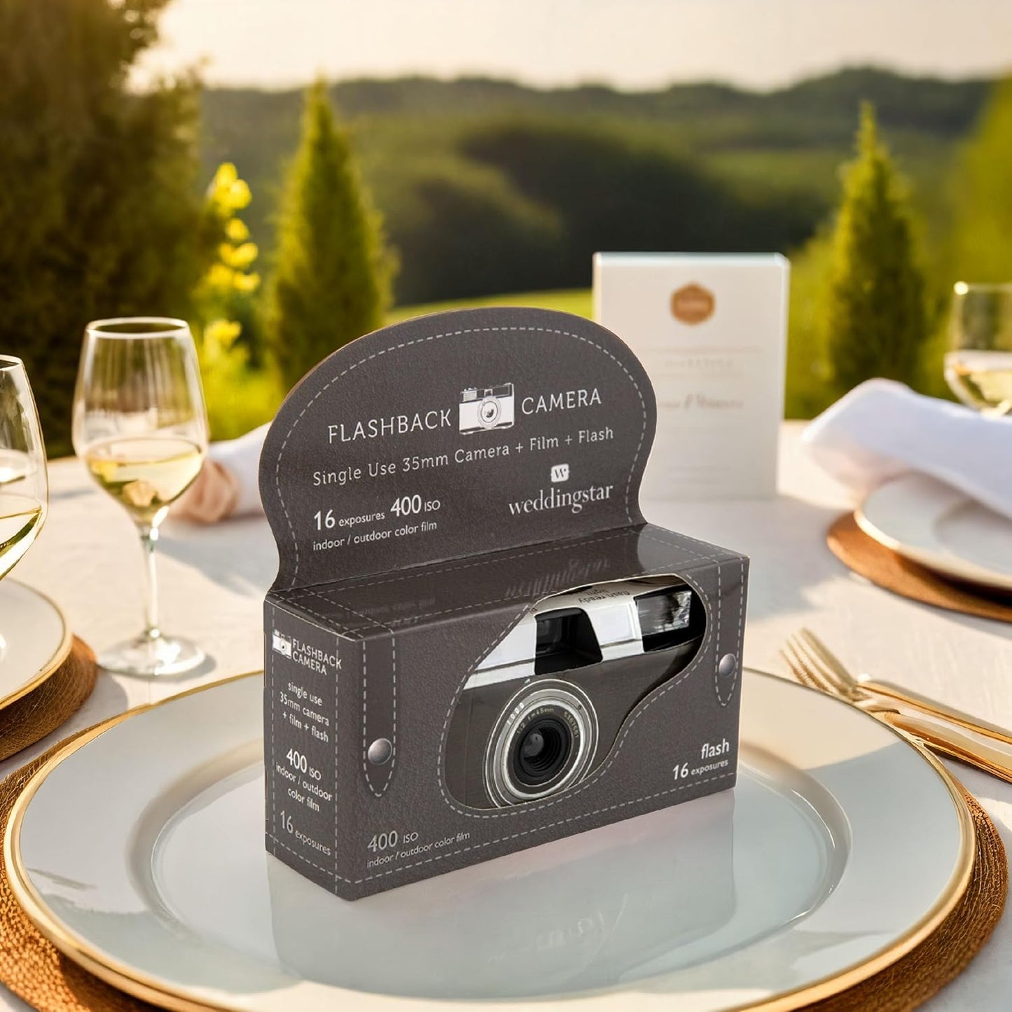 Weddingstar Disposable Camera with Flash - Single Use 35mm Film Camera for Wedding or Party Favors - Vintage