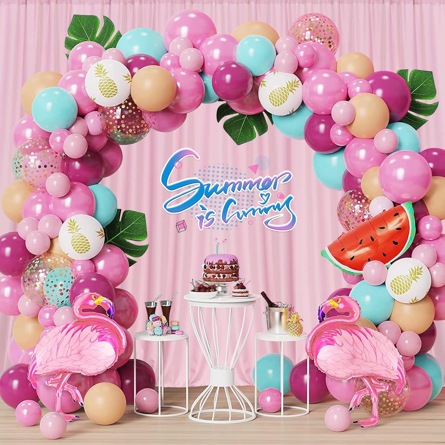 Pink Backdrop Curtain for Parties Rod Pocket Pink Curtains Photography Backdrop Drapes Privacy Fabric Decoration for Birthday Party Wedding Baby Shower Home Decor, 5ft x 8ft, 2 Panels