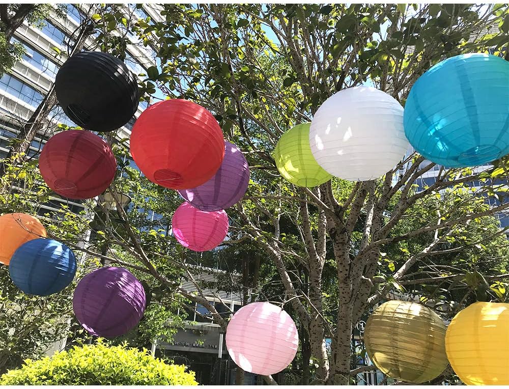 BEISHIDA Gold Round Paper Lanterns Decorative Hanging Chinese Japanese Paper Lanterns Lamp for Christmas New Years Birthday Wedding Baby Bridal Shower Home Decor Party Decoration（10 Packs）