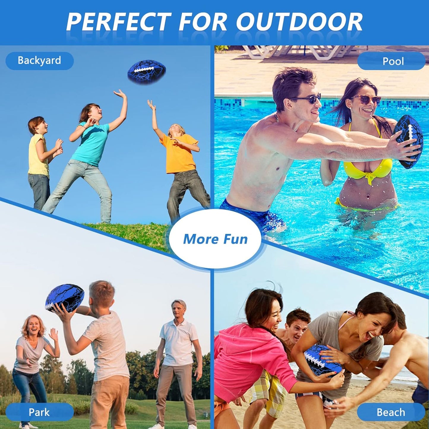 Jasonwell Pool Beach Water Football - Strong Grip Waterproof Soft Football for All-Weather Play Pool Toys Beach Games Backyard Outdoor Sports Toy Christmas Birthday Gifts for Kids Boys Teens Adults