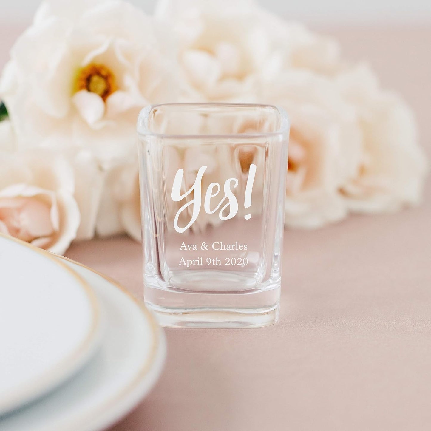 WEDDINGSTAR Personalized 2oz Square Shot Glass Customizable Full Color Print - 36 pack